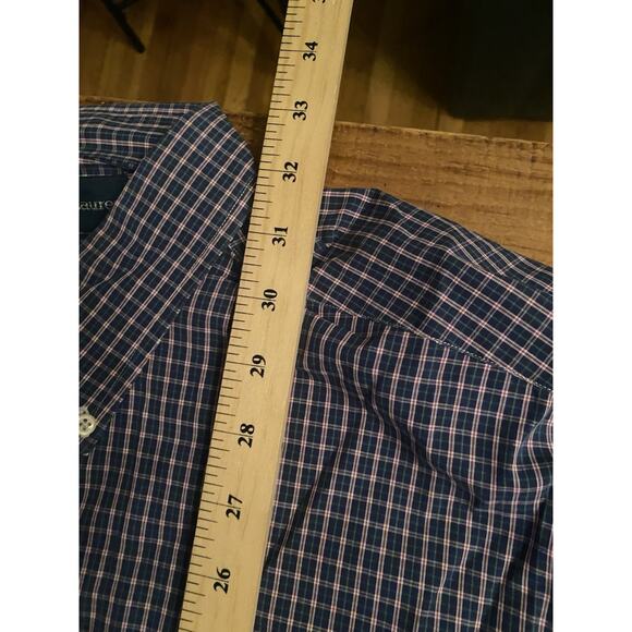 Ralph Lauren Yarmouth Size 17 34/35 Blue Red Plaid Pony Long Sleeve Button Shirt - Picture 4 of 7